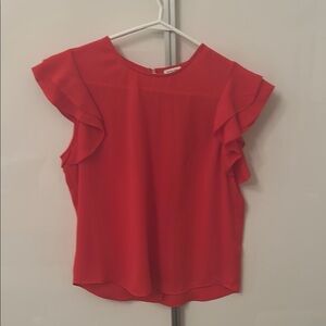 Red Ruffled Sleeve Women's Top